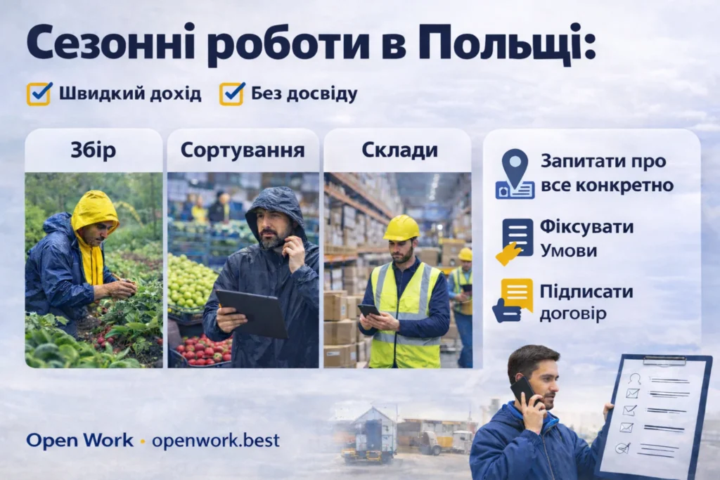 Сезонні роботи в Польщі: як обрати без ризику